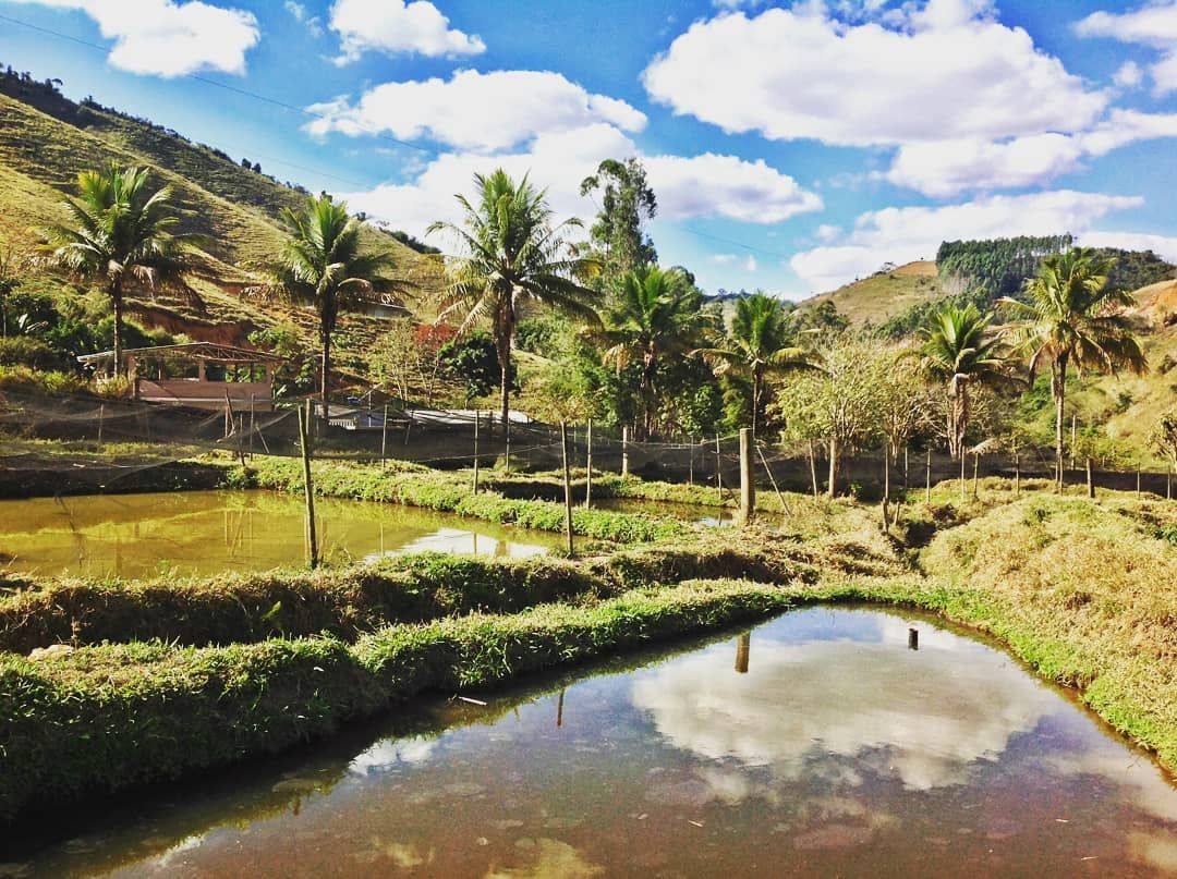Tanques de criação entre as montanhas